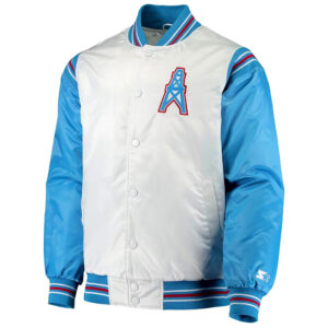 White/Light Blue Houston Oilers Historic Logo Renegade Jacket