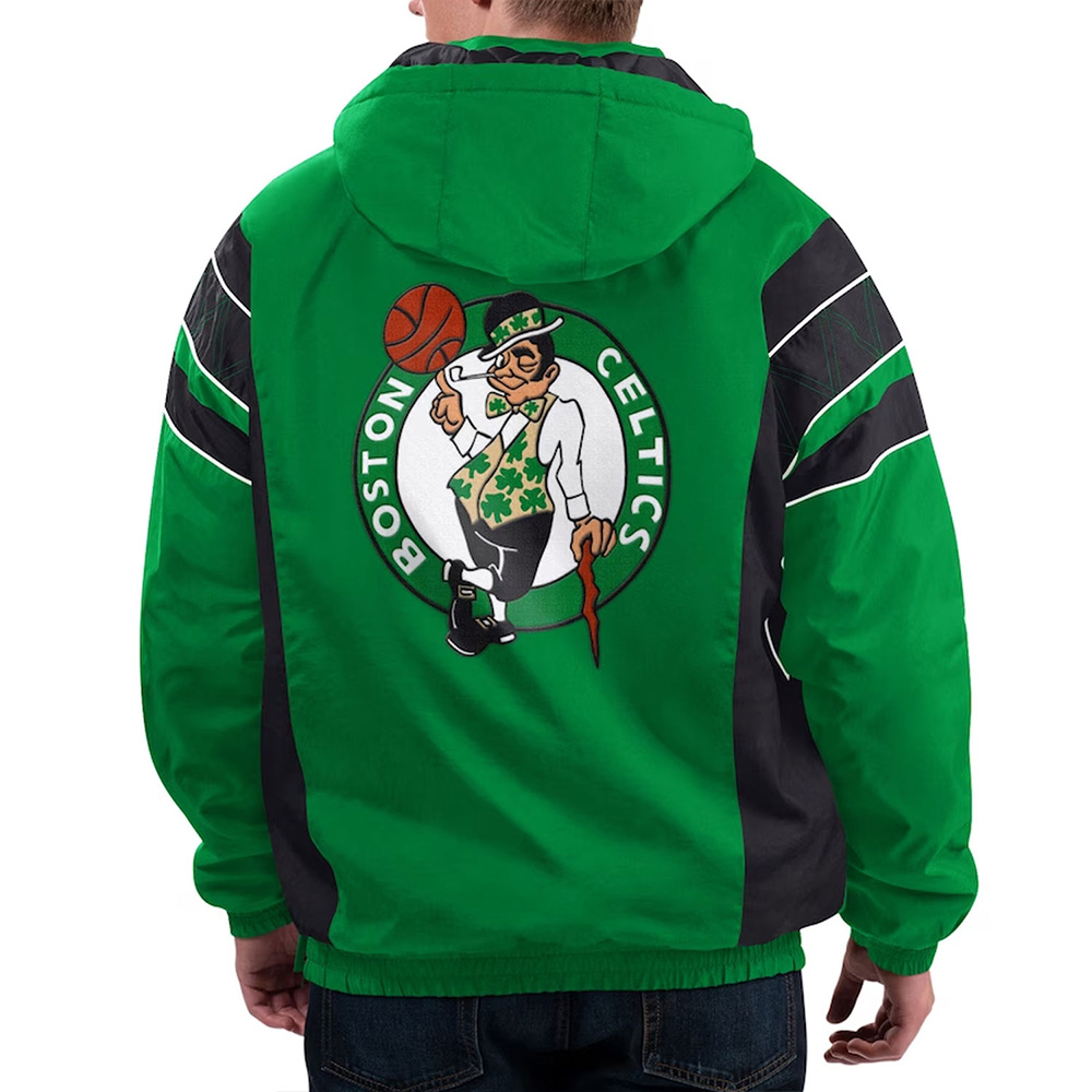 Home Team Boston Celtics Kelly Green Half-Zip Hoodie Jacket - Image 2