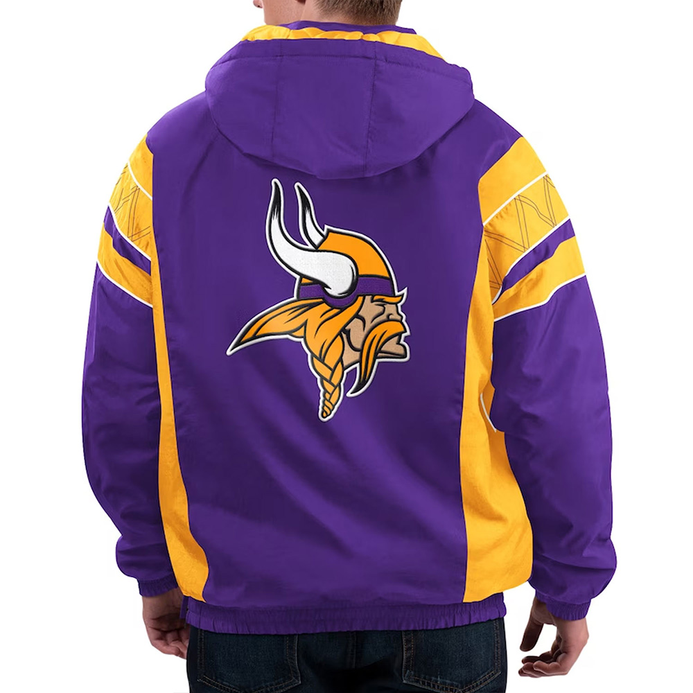 Home Team Minnesota Vikings Purple/Gold Half-Zip Hoodie Jacket - Image 2