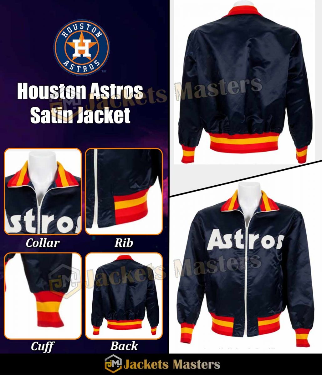 Houston Astros 1980s Bomber Satin Jacket - Image 6