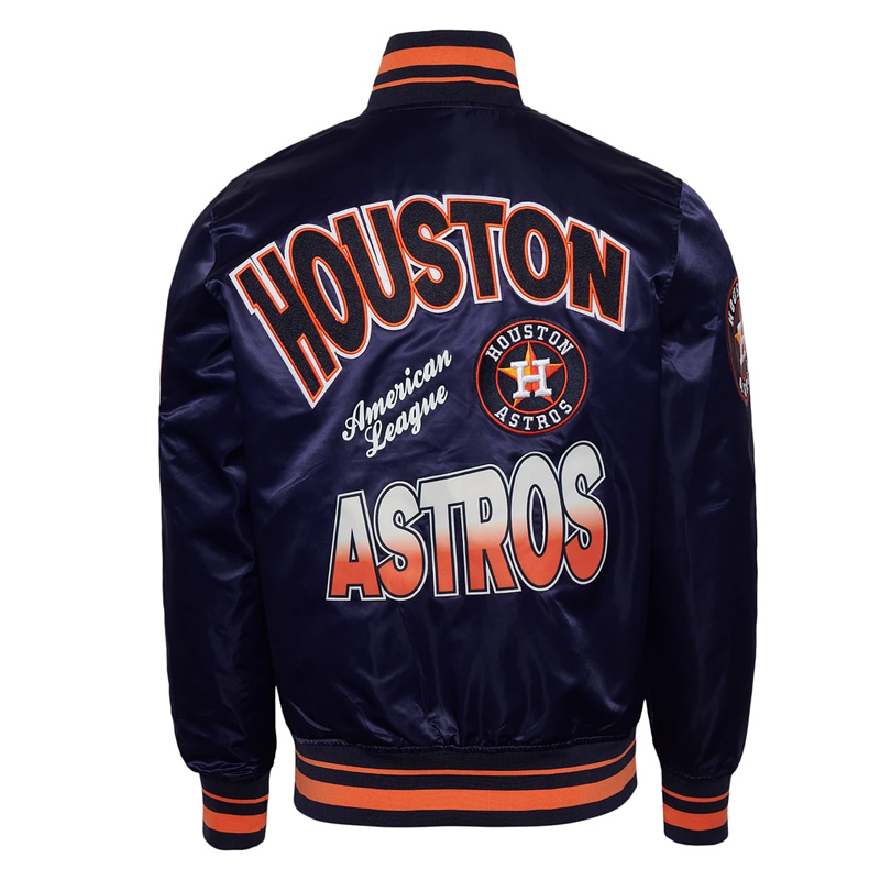 Houston Astros Turn It Up M Classic Rib Navy Satin Jacket - Image 2