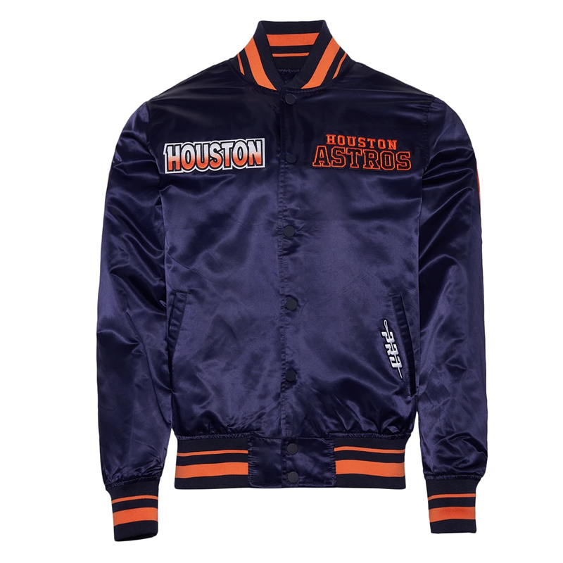 Houston Astros Turn It Up M Classic Rib Navy Satin Jacket