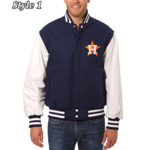 Varsity Houston Astros White and Navy Blue Jacket