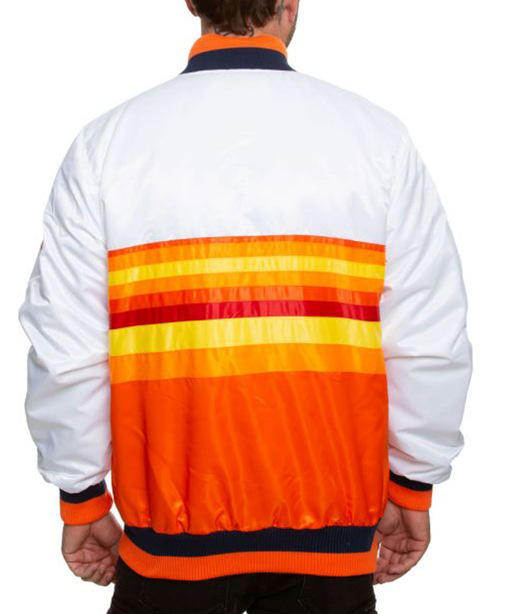 Houston Astros White and Orange Satin Jacket - Image 2
