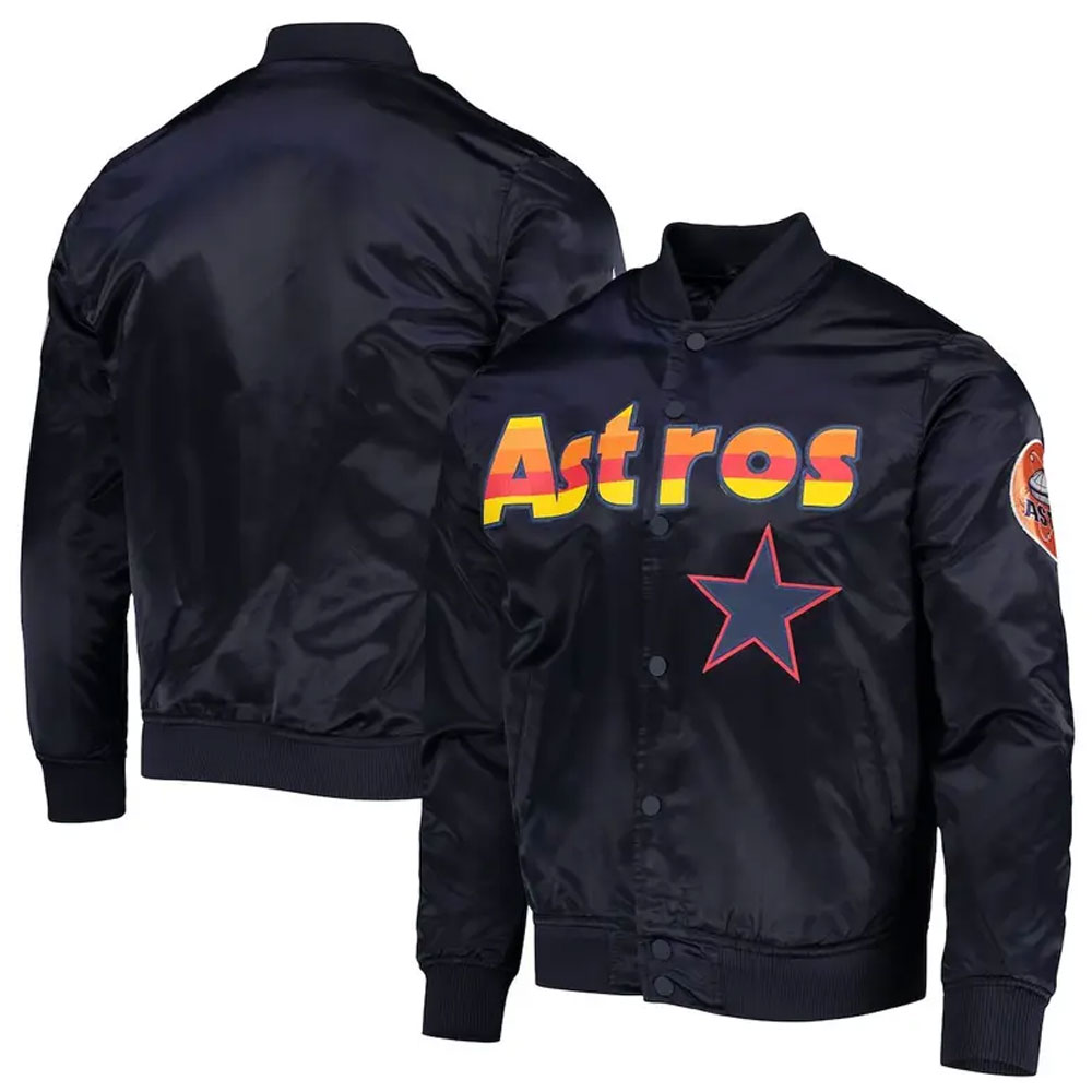 Wordmark Houston Astros Bomber Satin Jacket - Image 6