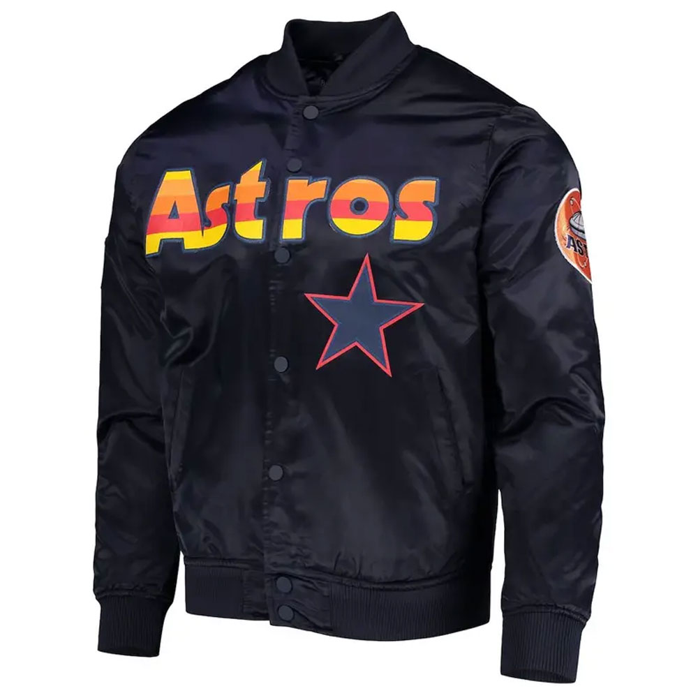 Wordmark Houston Astros Bomber Satin Jacket - Image 2