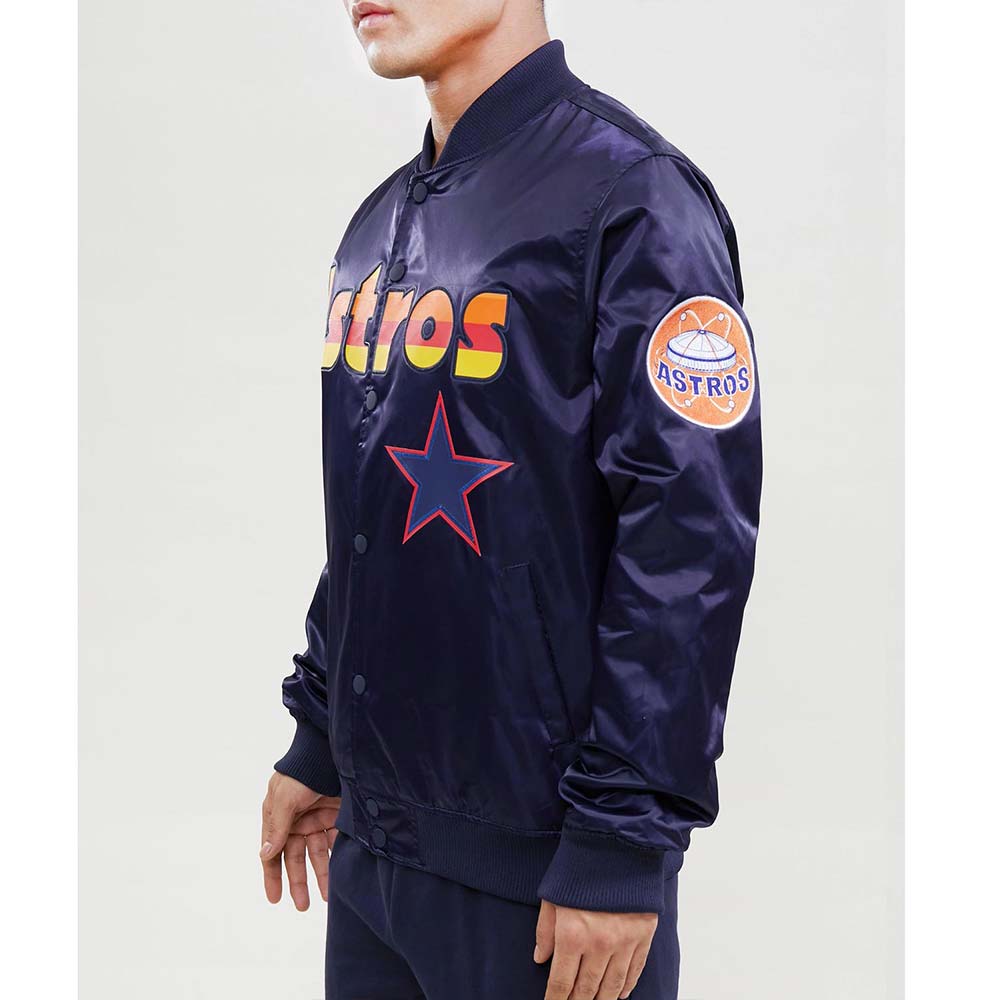 Wordmark Houston Astros Bomber Satin Jacket - Image 7