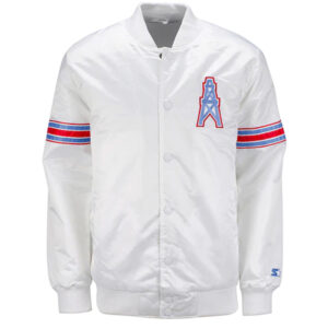 White Houston Oilers Retro Satin Jacket