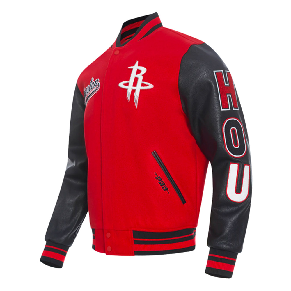 Houston Rockets Script Tail Classic Rib Varsity Jacket - Image 6