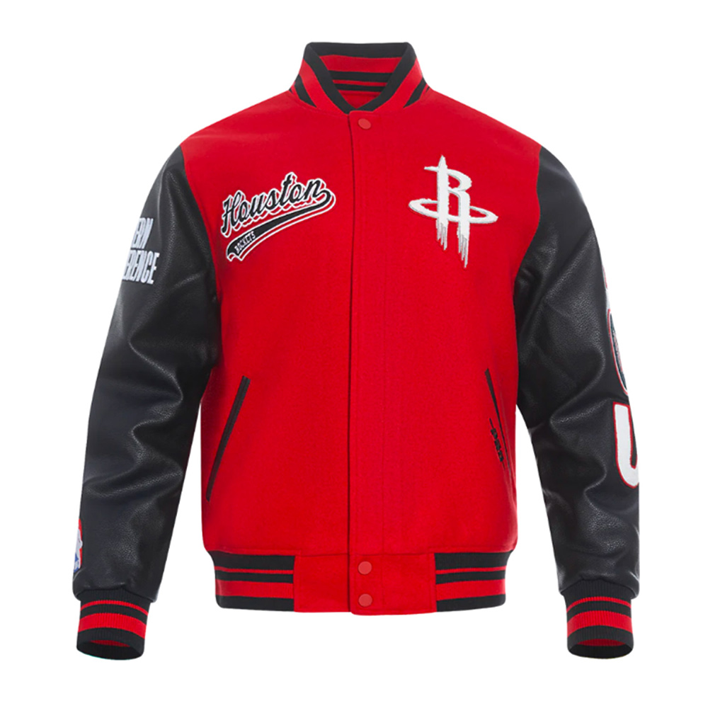 Houston Rockets Script Tail Classic Rib Varsity Jacket - Image 2
