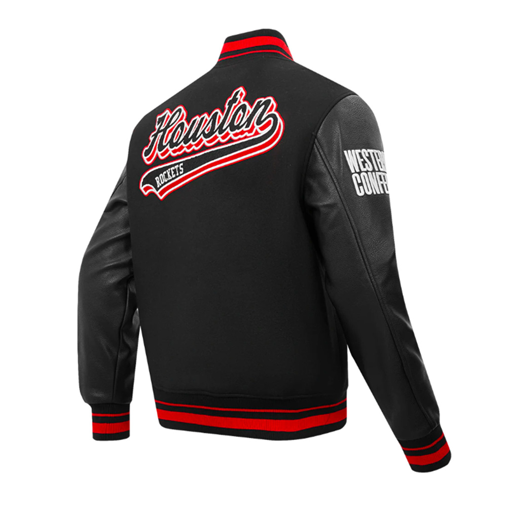 Houston Rockets Script Tail Classic Rib Varsity Jacket - Image 7