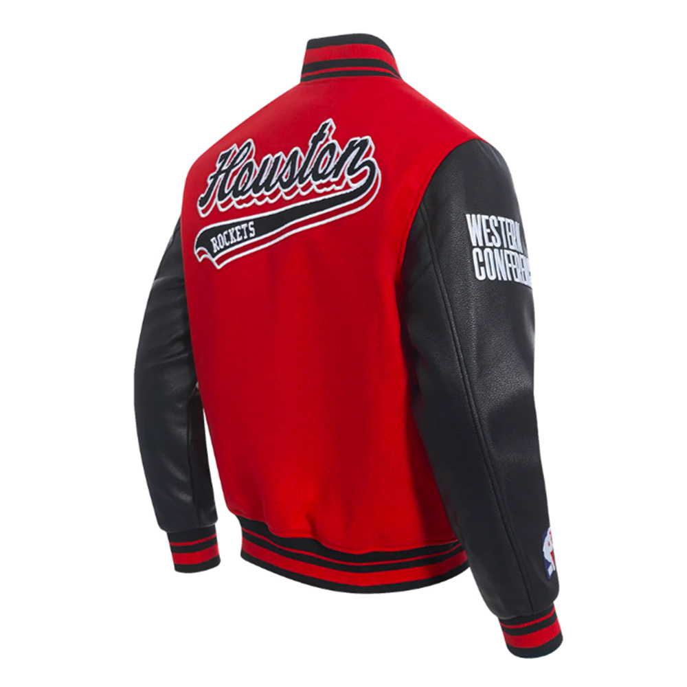Houston Rockets Script Tail Classic Rib Varsity Jacket - Image 8