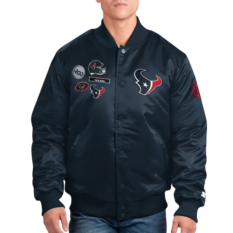 Houston Texans Exclusive Navy Varsity Satin Jacket