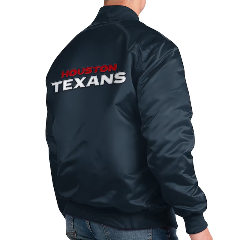 Houston Texans Exclusive Navy Varsity Satin Jacket - Image 2