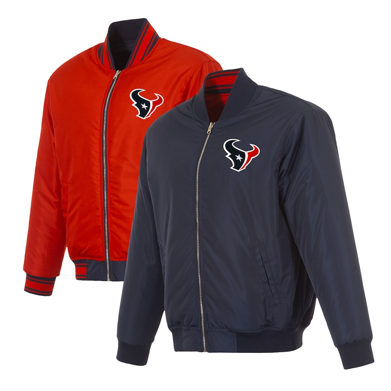 Houston Texans Navy/Red Full-Zip Reversible Flight Jacket - Image 4
