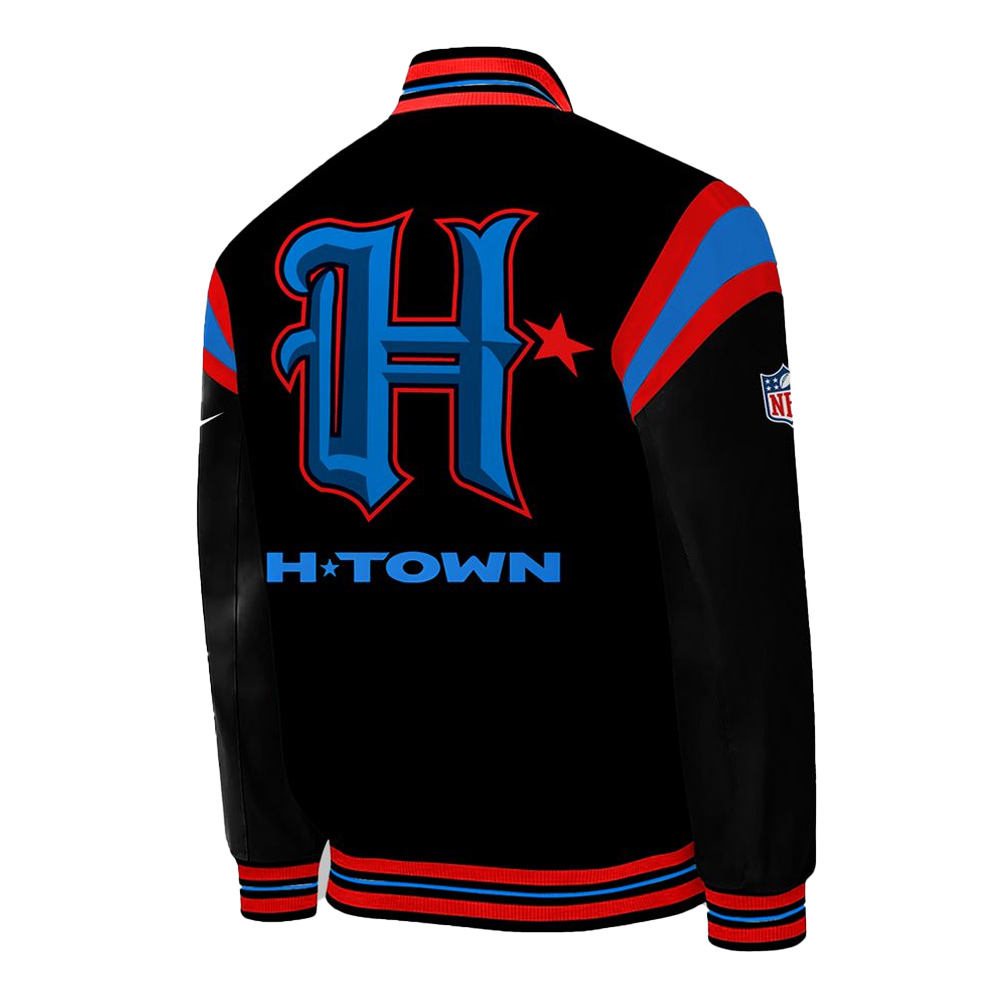 Houston Texans H-Town Teddy Black Satin Jacket - Image 2
