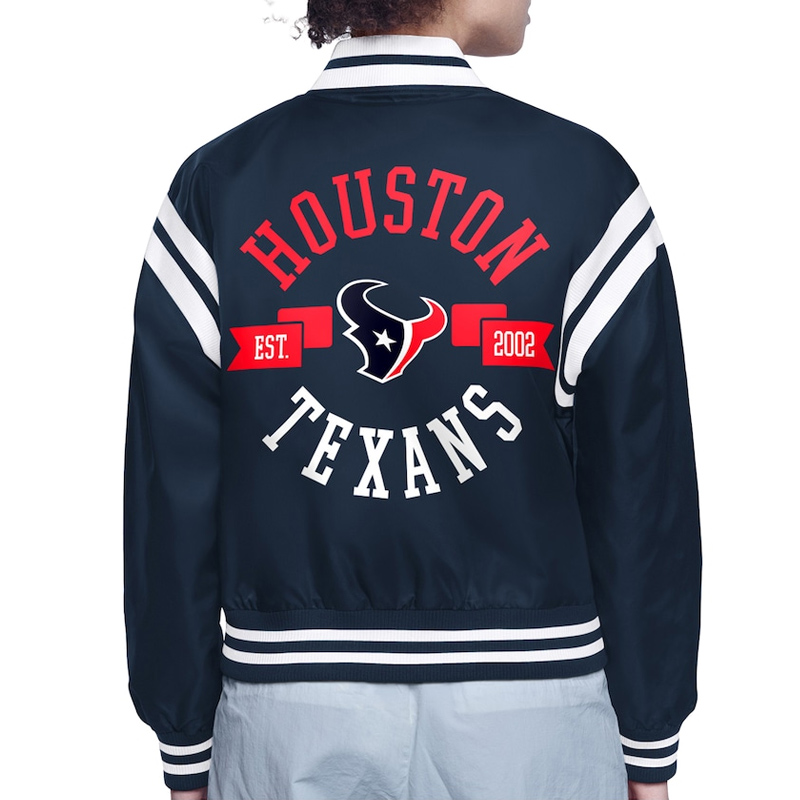 Houston Texans Printed Logo Varsity Satin Jacket - Image 4