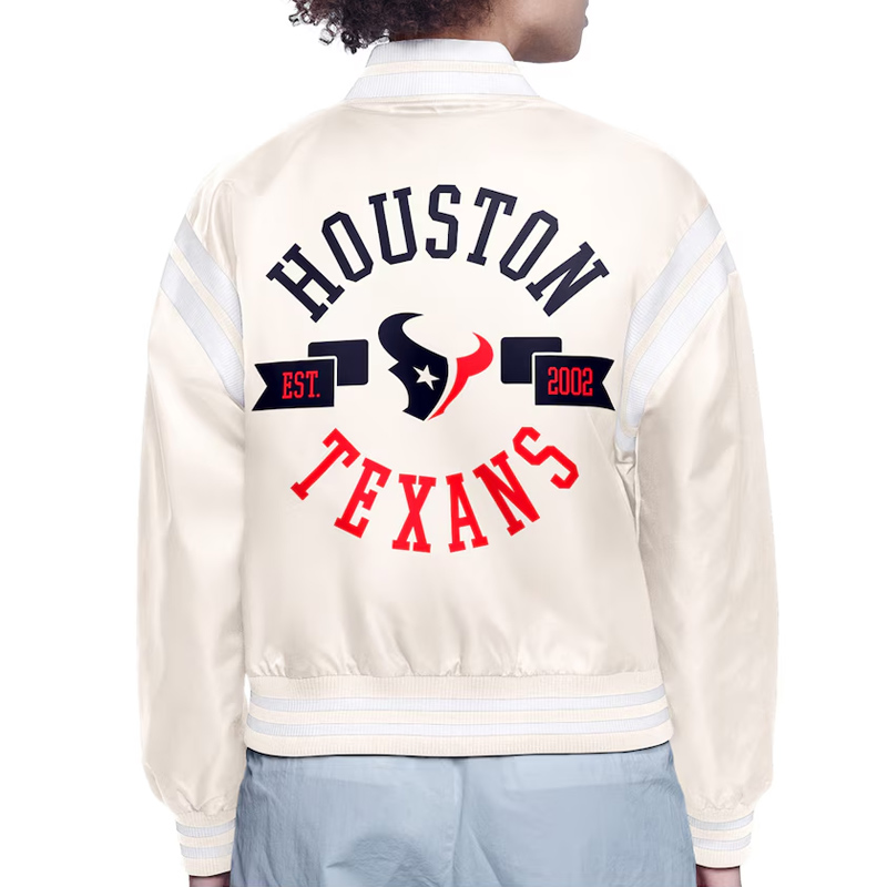 Houston Texans Printed Logo Varsity Satin Jacket - Image 5