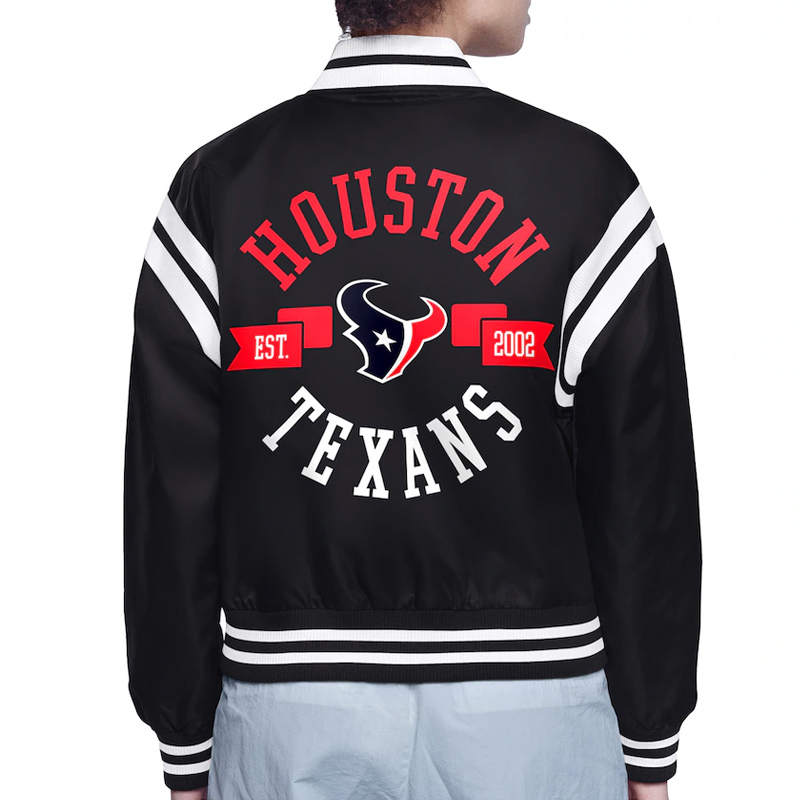 Houston Texans Printed Logo Varsity Satin Jacket - Image 6
