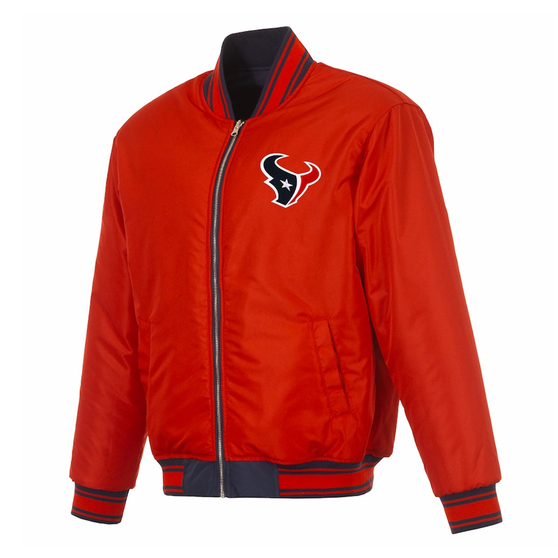 Houston Texans Navy/Red Full-Zip Reversible Flight Jacket - Image 2