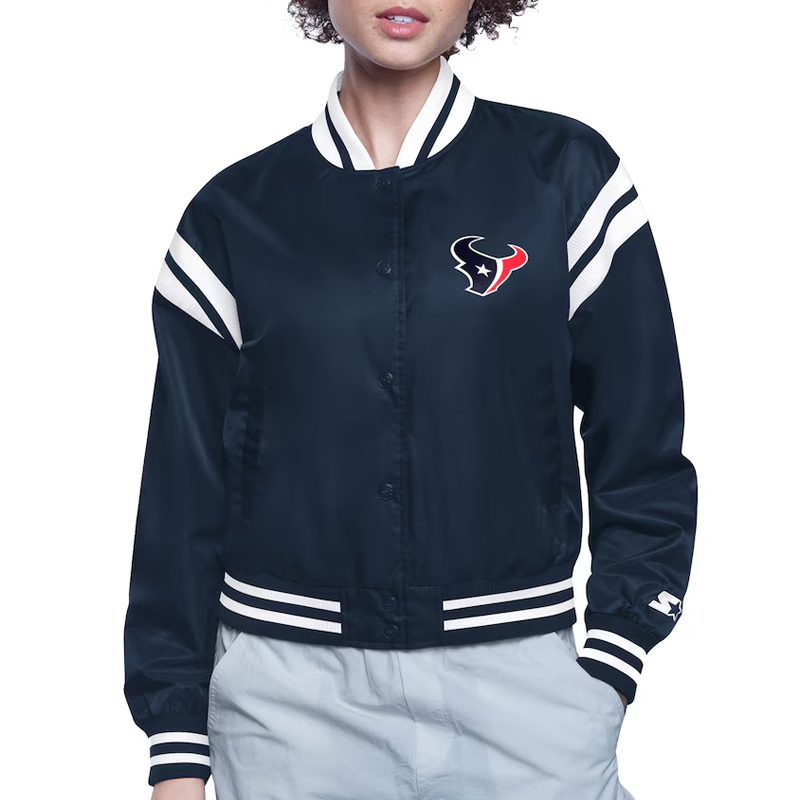 Houston Texans Printed Logo Varsity Satin Jacket