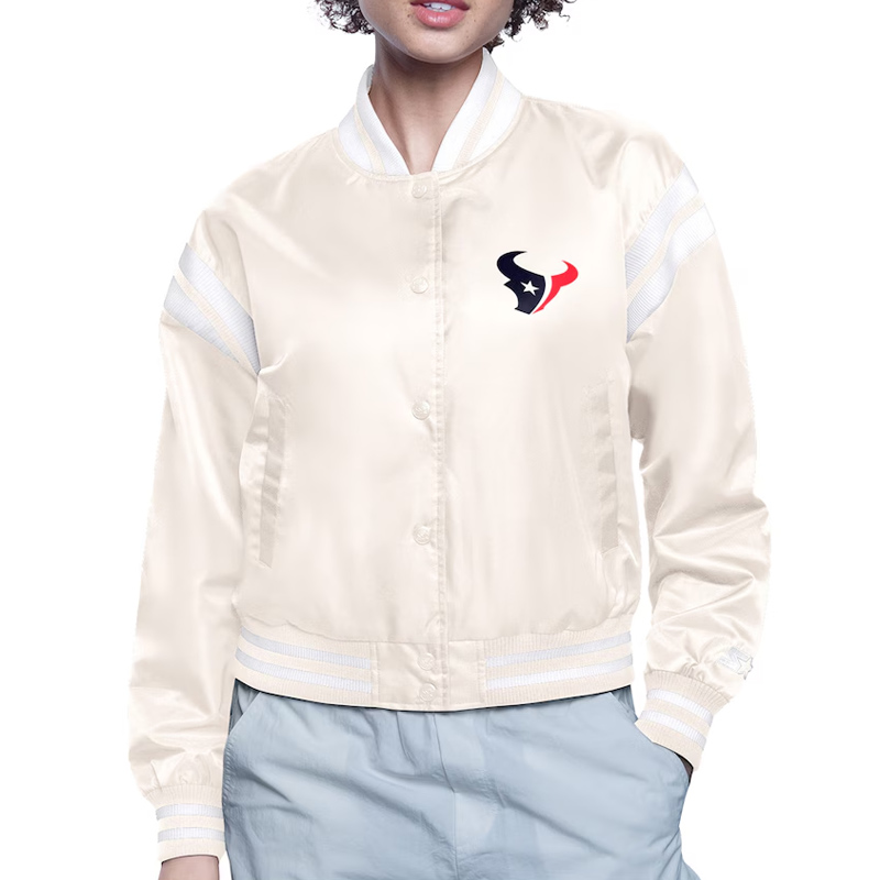 Houston Texans Printed Logo Varsity Satin Jacket - Image 2