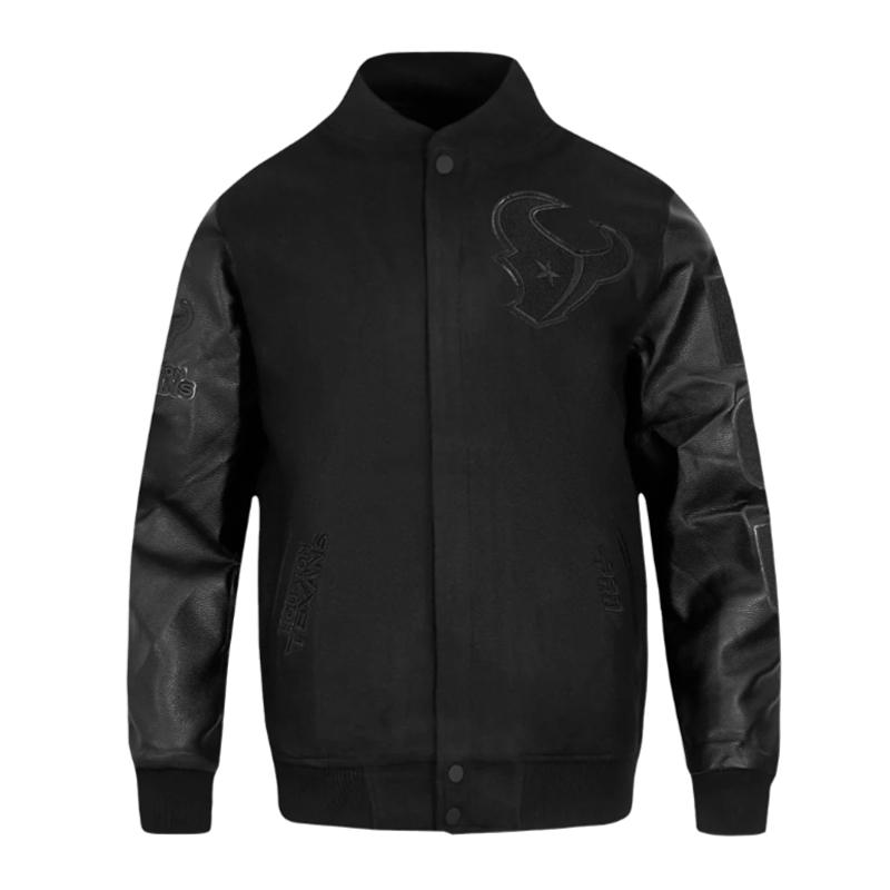 Houston Texans Triple Black Varsity Wool/Leather Jacket