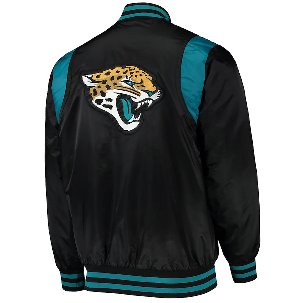 Jacksonville Jaguars Teal and Black Satin Jacket - Image 2