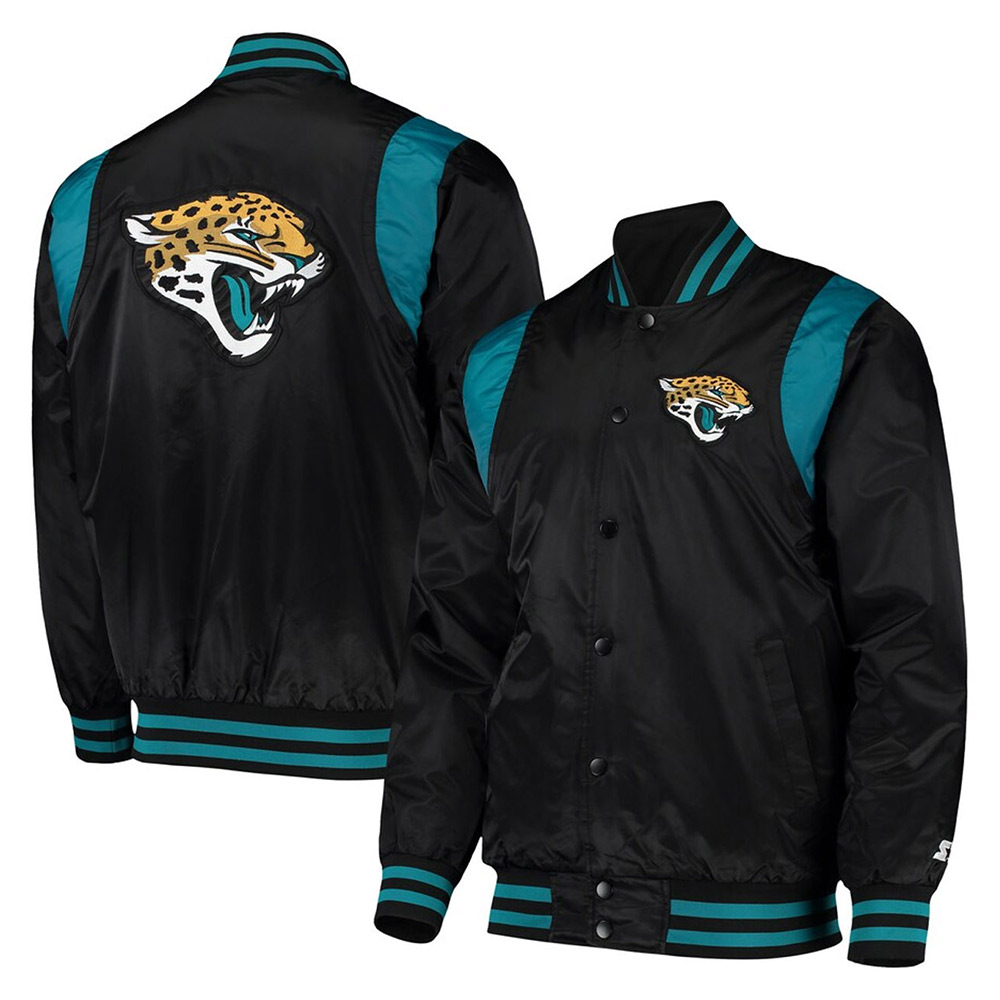 Jacksonville Jaguars Teal and Black Satin Jacket - Image 3