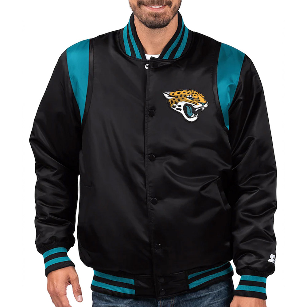 Jacksonville Jaguars Teal and Black Satin Jacket - Image 4