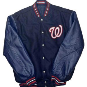 Washington Nationals Jeff Hamilton Navy Blue Letterman Jacket