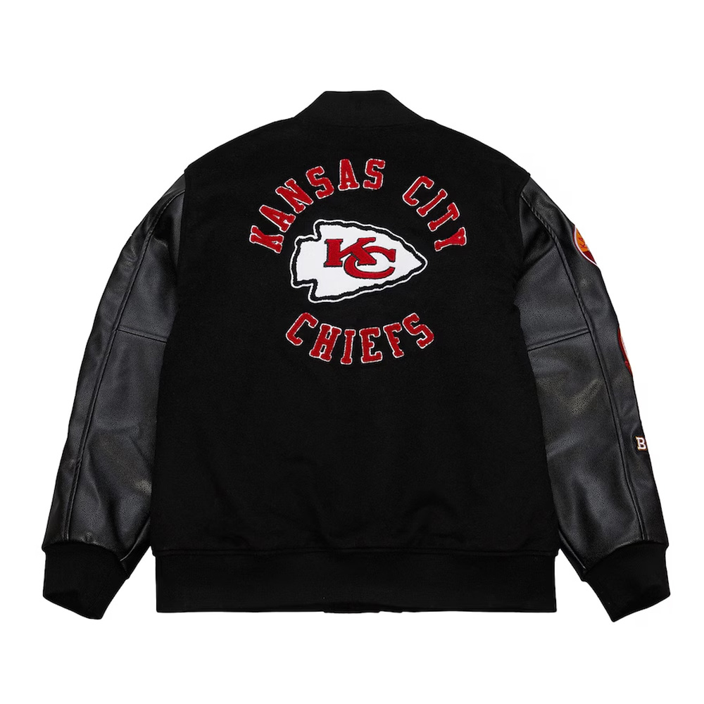 Kansas City Chiefs Blackout Vintage Logo Varsity Jacket - Image 2
