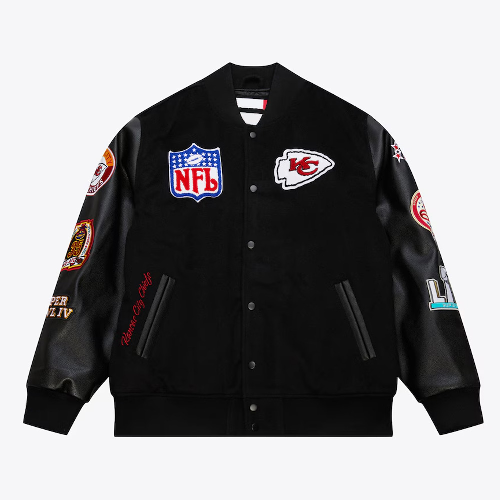 Kansas City Chiefs Blackout Vintage Logo Varsity Jacket