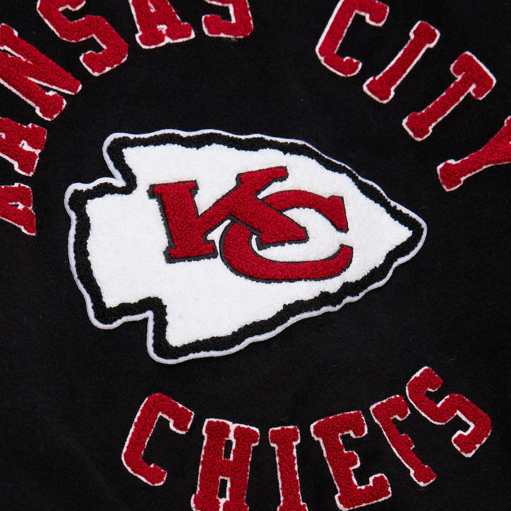 Kansas City Chiefs Blackout Vintage Logo Varsity Jacket - Image 4