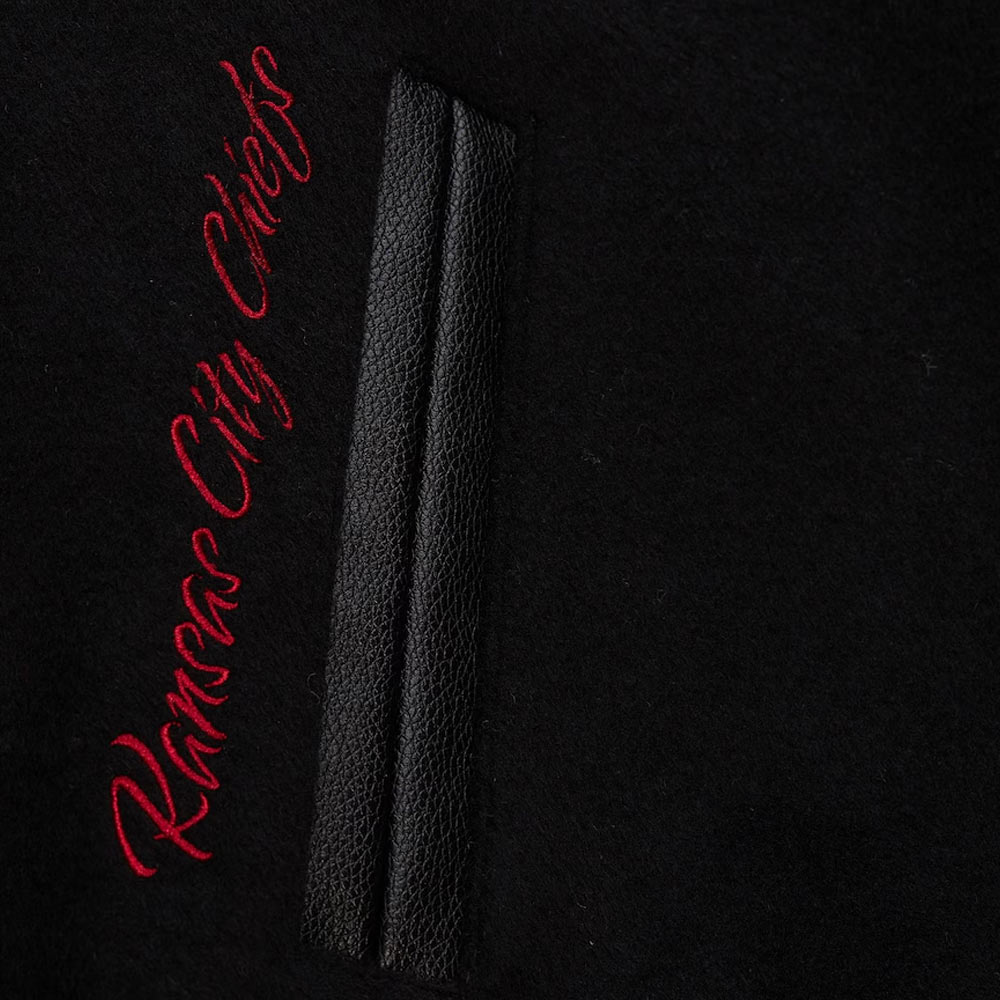 Kansas City Chiefs Blackout Vintage Logo Varsity Jacket - Image 6