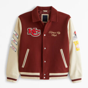 Kansas City Chiefs Burgundy and Off White Varsity Jacket