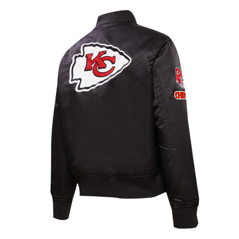 Classic Kansas City Chiefs Black Satin Jacket - Image 8