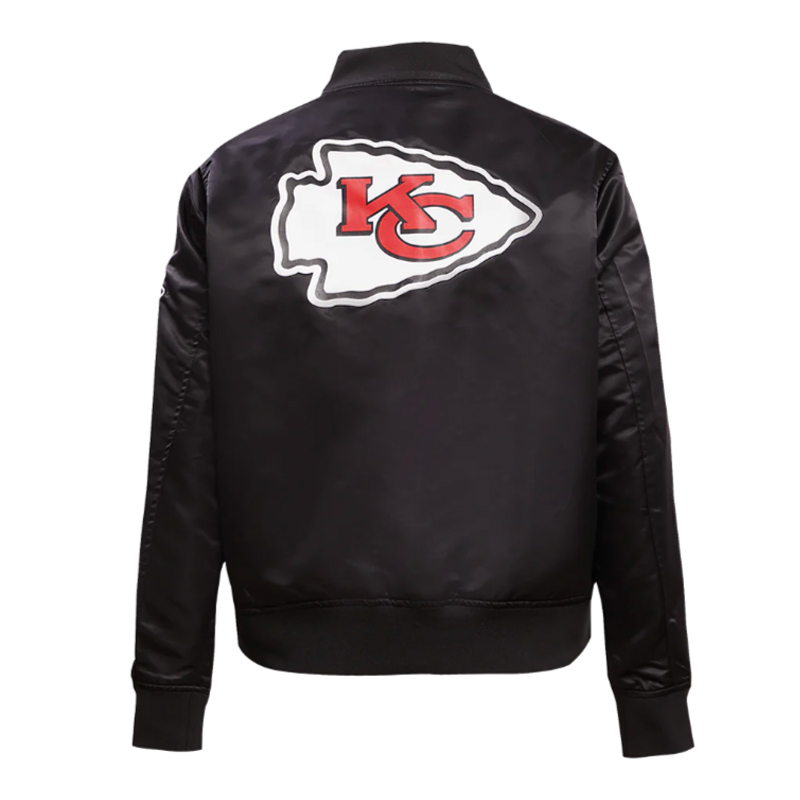 Classic Kansas City Chiefs Black Satin Jacket - Image 3