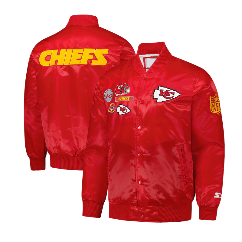 Kansas City Chiefs Exclusive Red Varsity Satin Jacket - Image 3