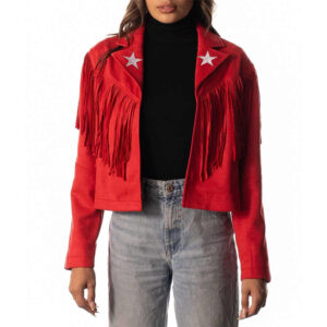 Women's Kansas City Chiefs Suede Fringe Jacket