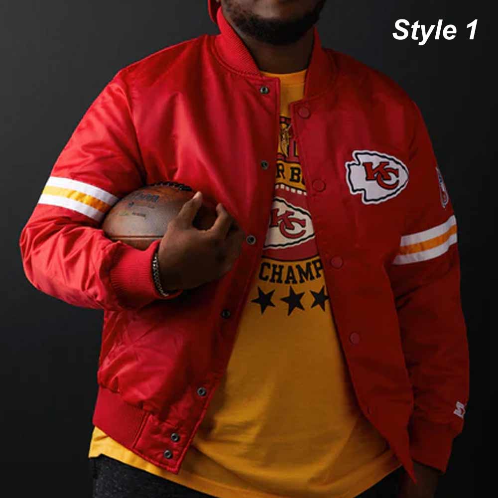 Kansas City Chiefs Satin Bomber Red Jacket - Image 7