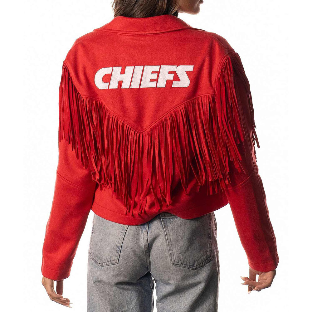 Women's Kansas City Chiefs Suede Fringe Jacket - Image 2