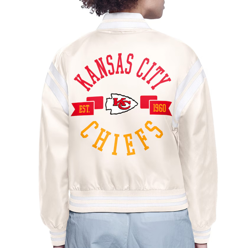 Kansas City Chiefs Printed Logo Varsity Satin Jacket - Image 4