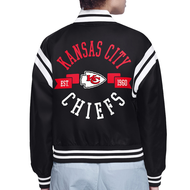 Kansas City Chiefs Printed Logo Varsity Satin Jacket - Image 3