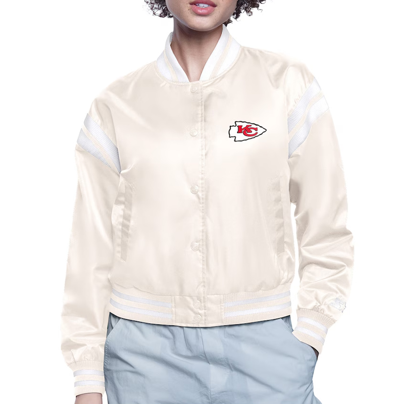 Kansas City Chiefs Printed Logo Varsity Satin Jacket - Image 2