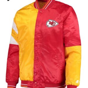 Varsity Kansas City Chiefs Red and Yellow Satin Jacket