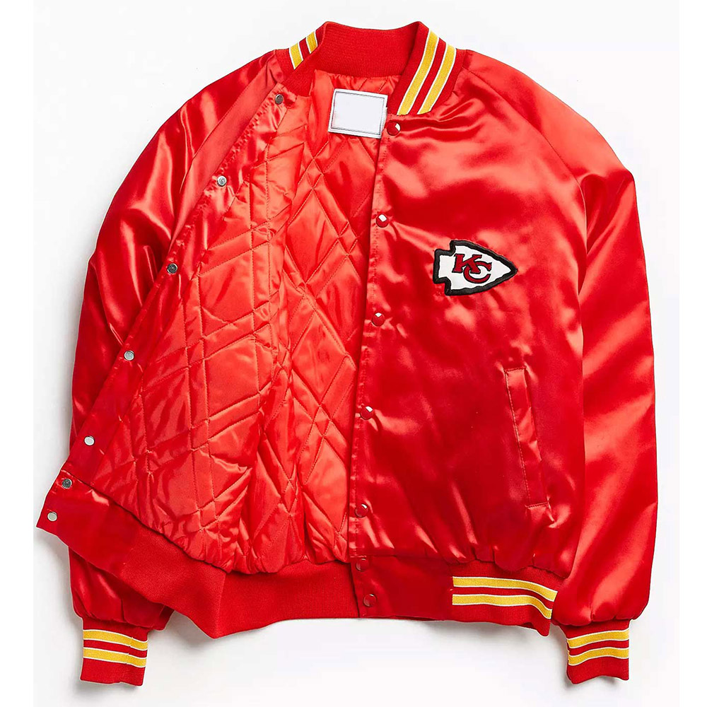 Kansas City Chiefs Varsity Red Satin Jacket - Image 3