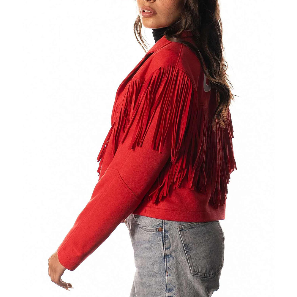 Women's Kansas City Chiefs Suede Fringe Jacket - Image 5