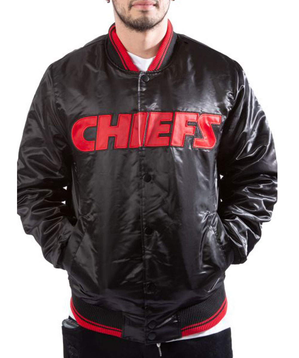 Kansas City Chiefs Black Satin Jacket - Image 3