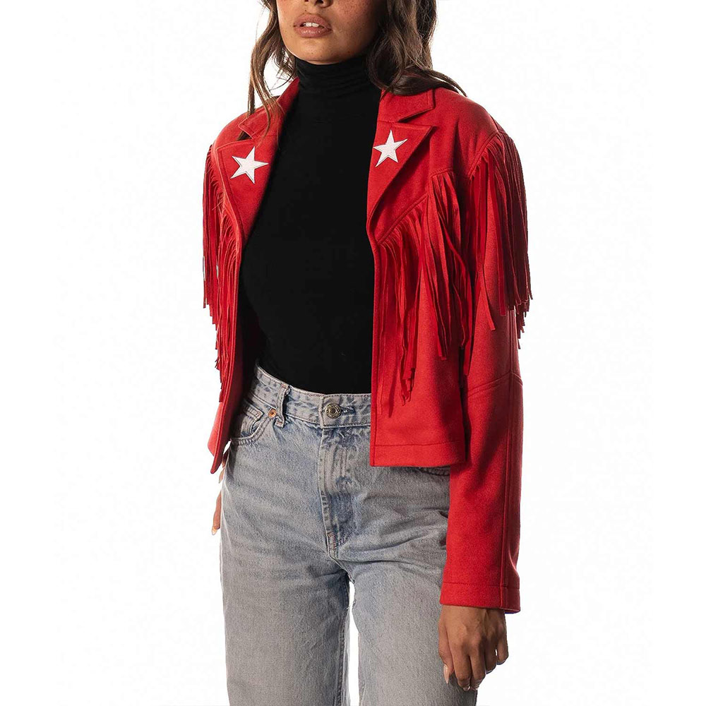 Women's Kansas City Chiefs Suede Fringe Jacket - Image 6